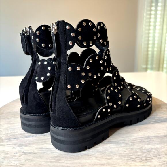 Alaia Paris Black Studded Suede Gladiator Sandals EU 38 US Sz 8 Designer Shoes - Picture 7 of 10